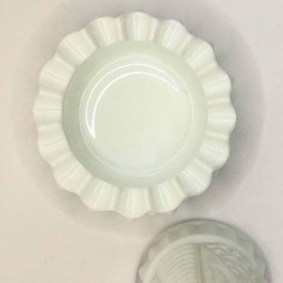 White Milk Glass Catch All Tray / Trinket
Tray / Round Ring Dish - Picture 5 of 5